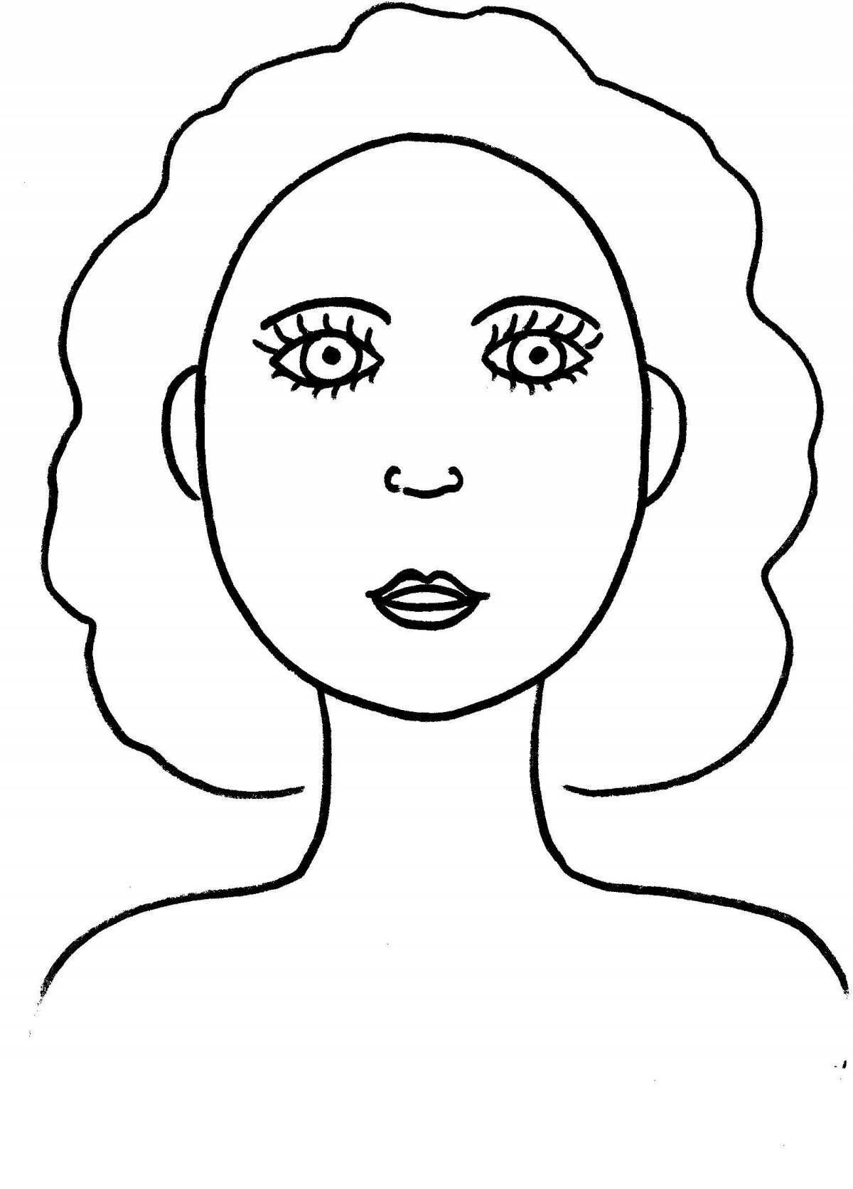 Adorable female face coloring book for kids