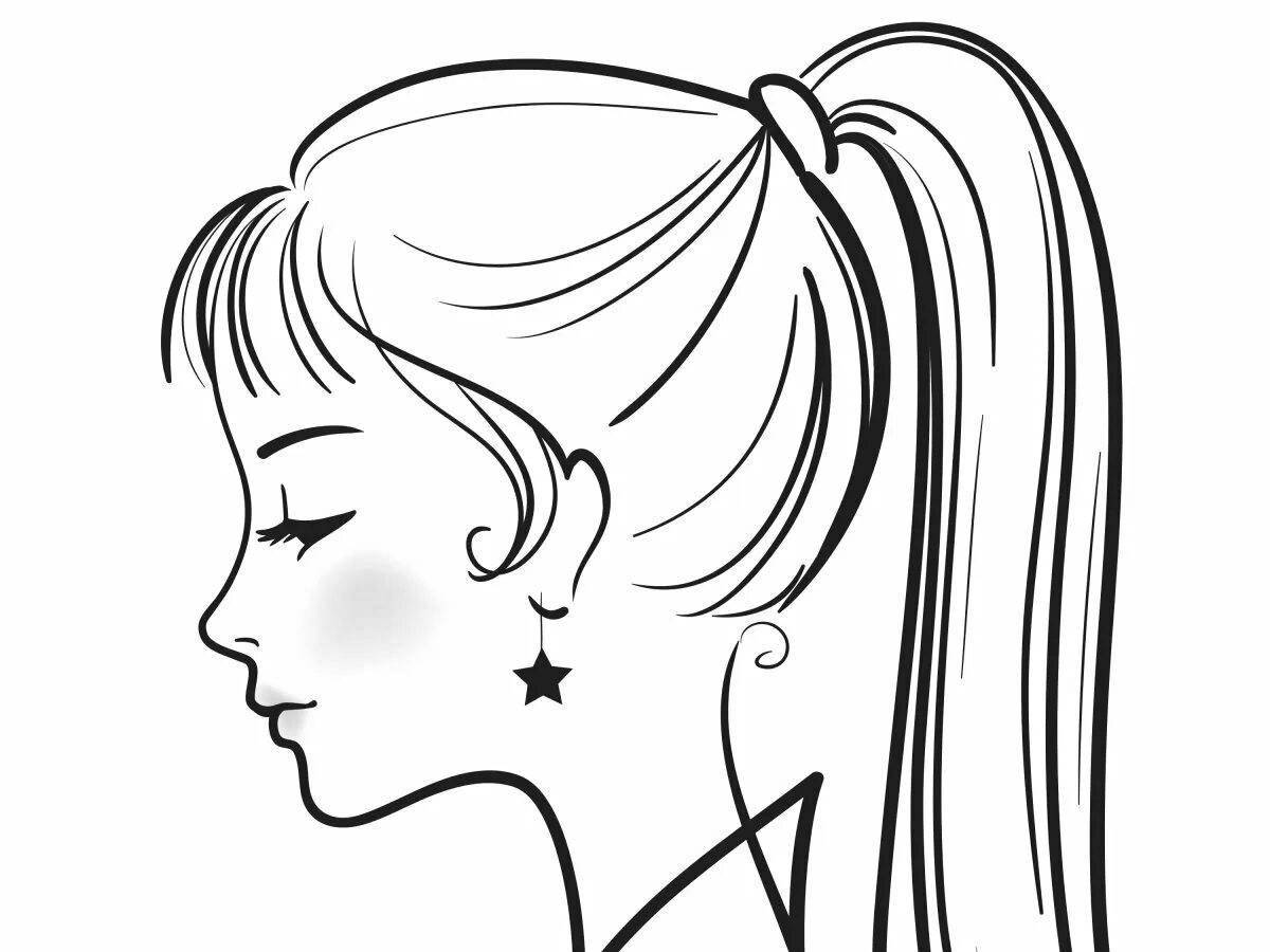 Adorable woman face coloring book for kids