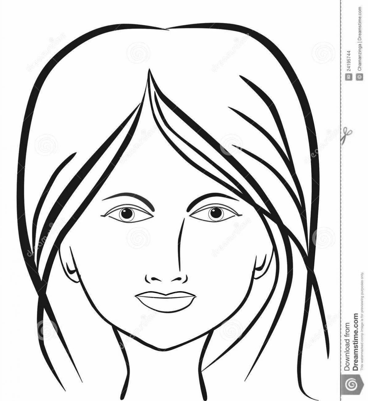 Coloring live female face for children
