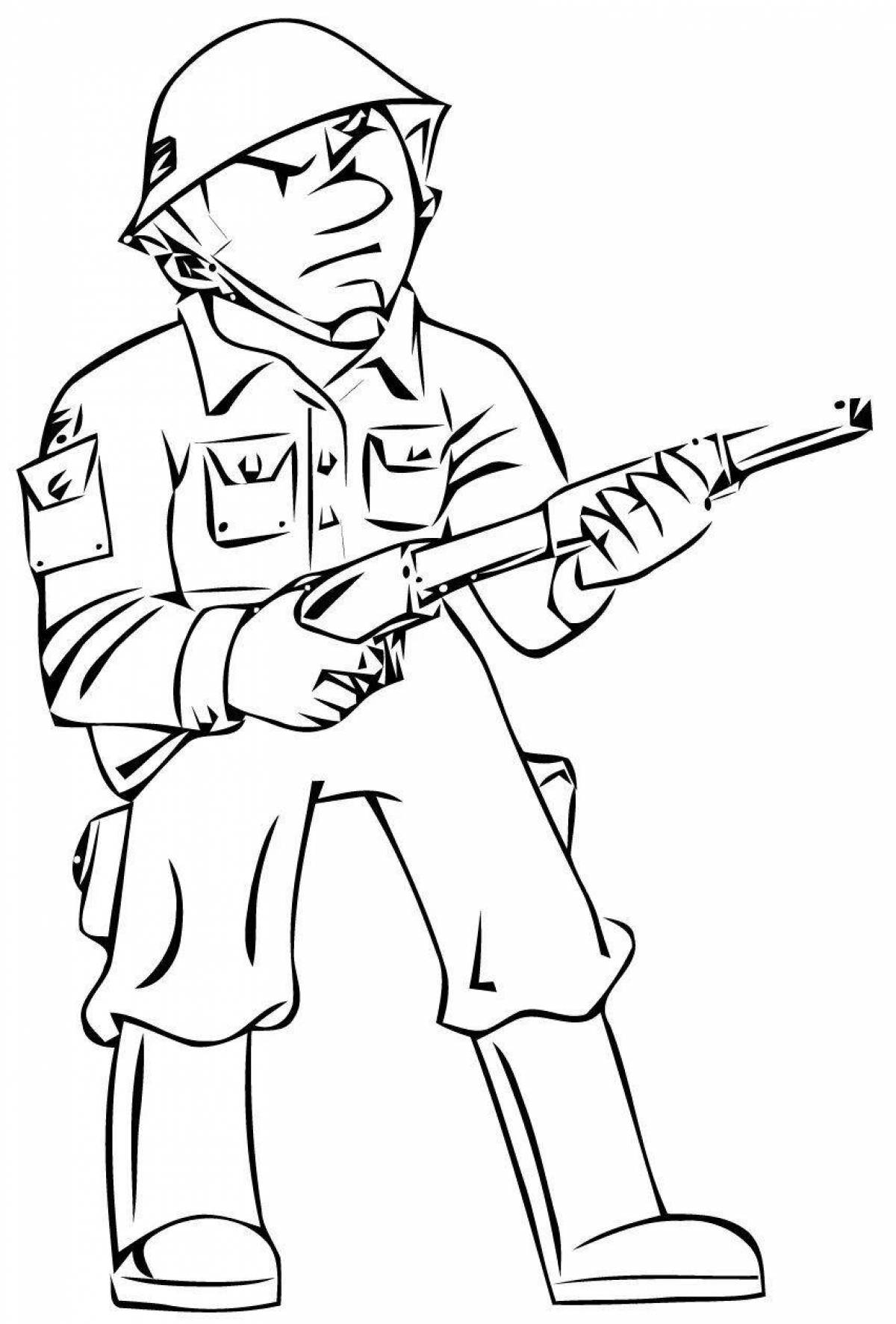 Colourful coloring pages soldiers for children