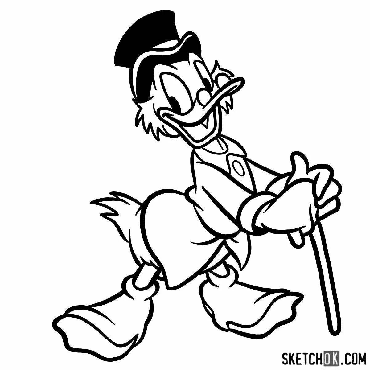 Bright donald duck with money