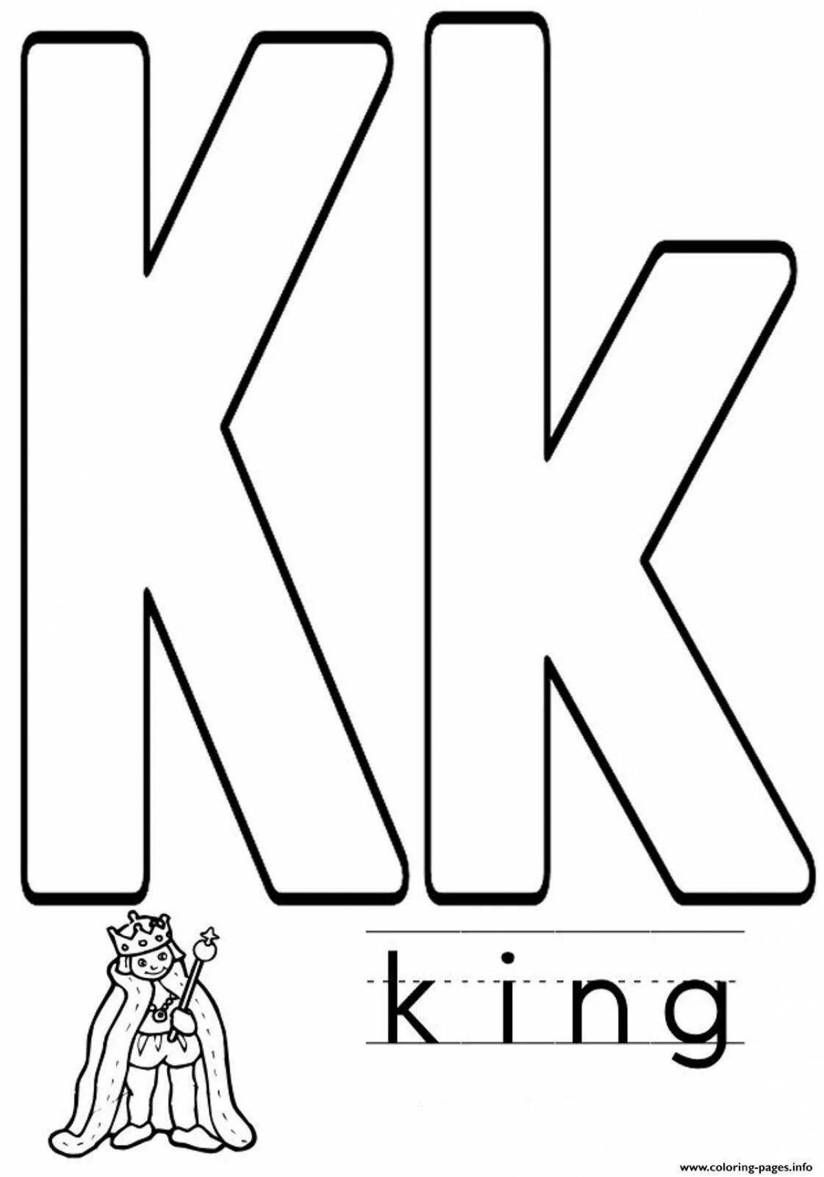 Prominent letter k coloring book