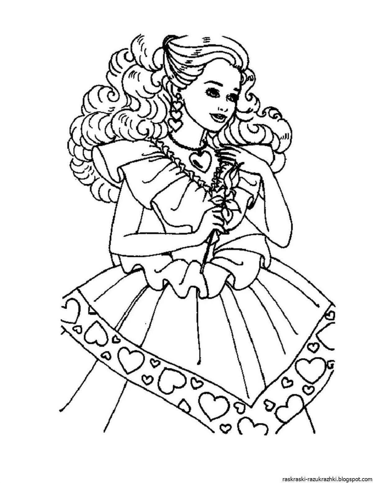 Gorgeous barbie princess coloring book for girls