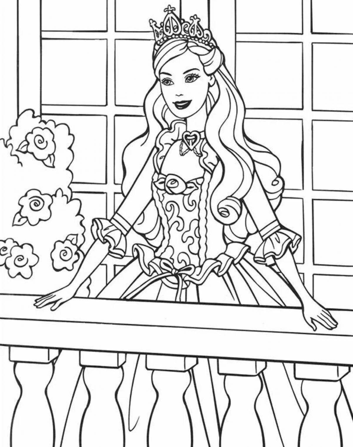 Violent princess barbie coloring for girls