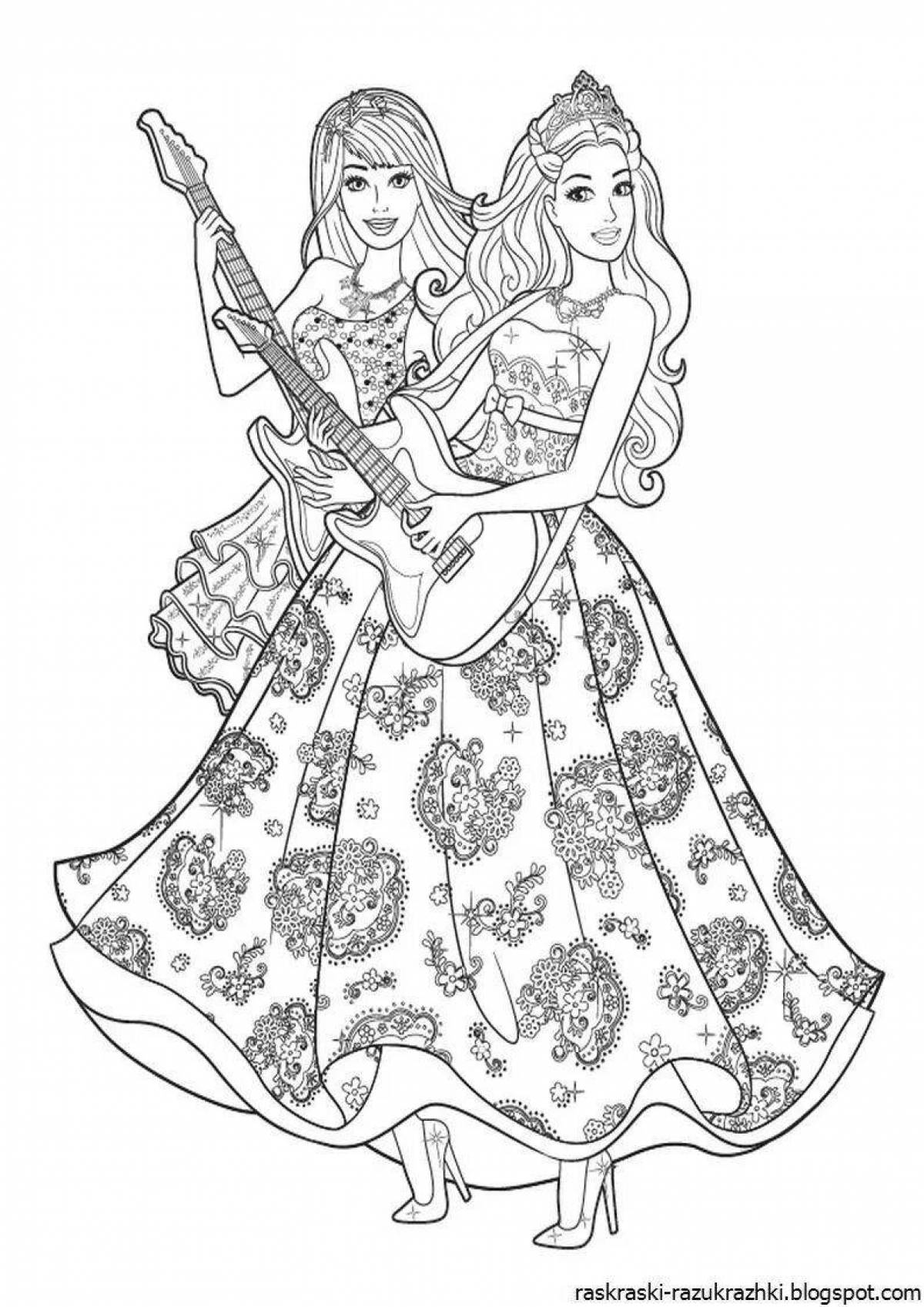 Adorable barbie princess coloring book for girls