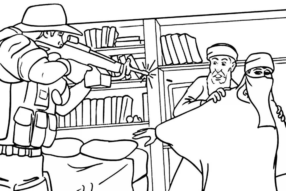 Stimulating coloring book: terrorism is not for children