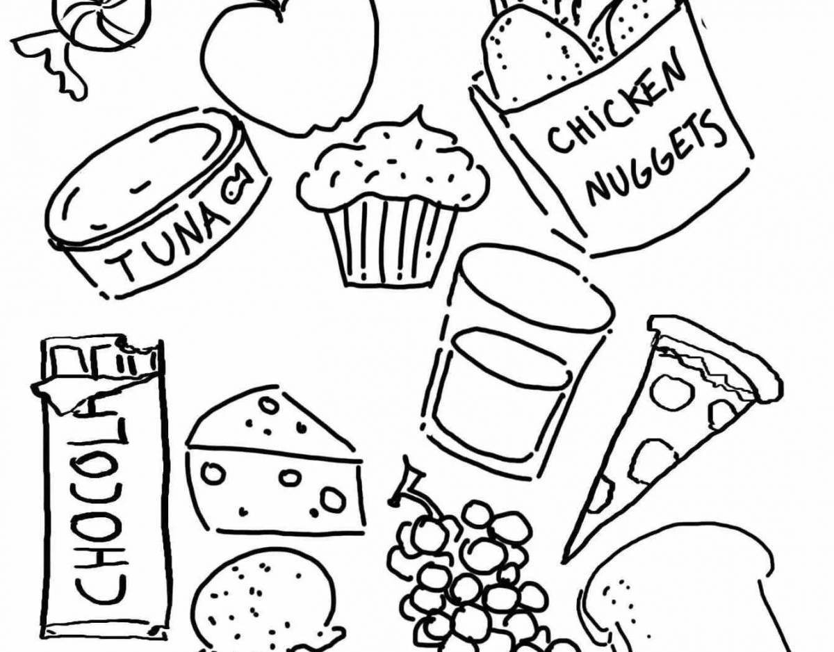 Delicious healthy food coloring book