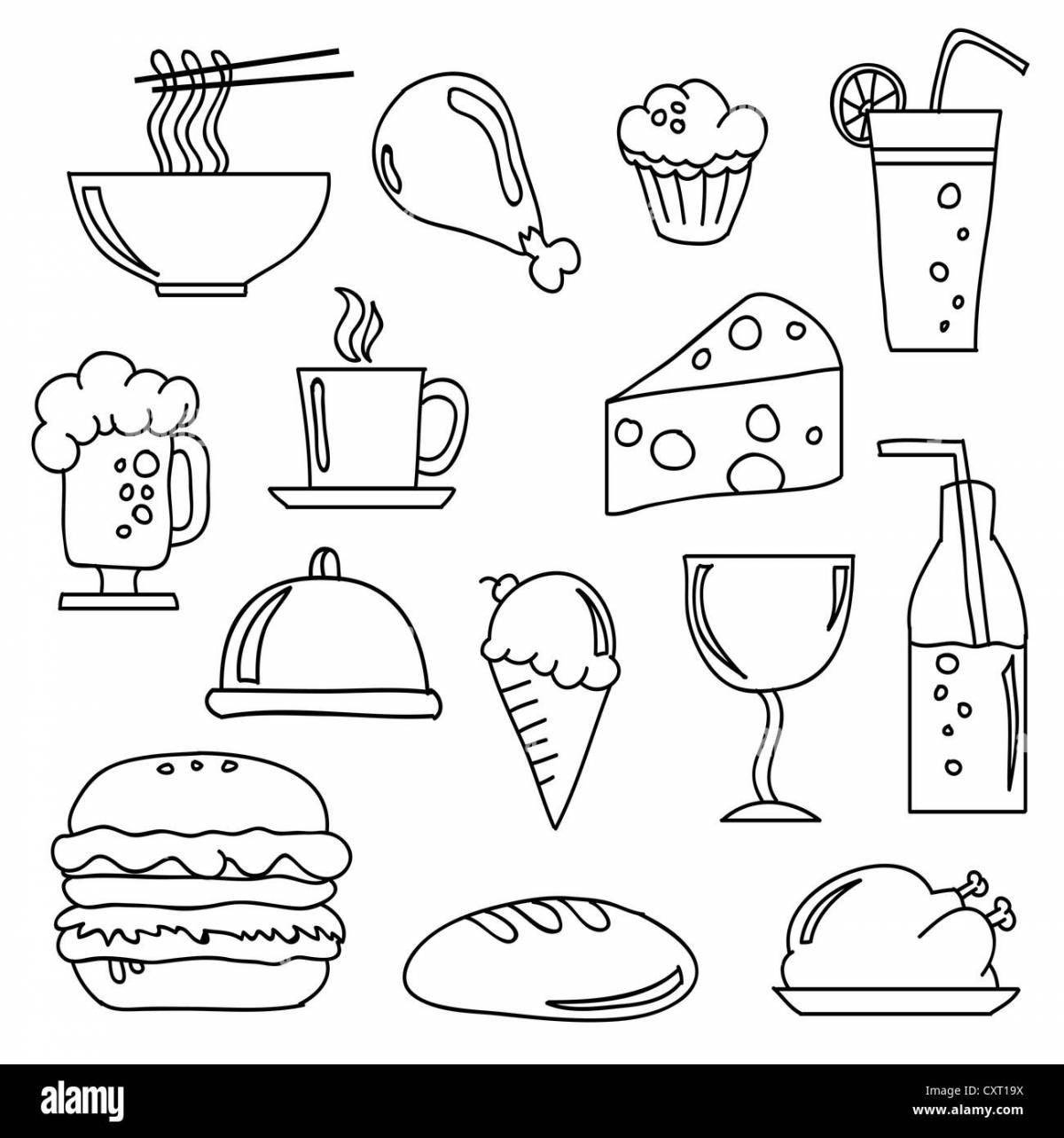 Appetizing junk food coloring book