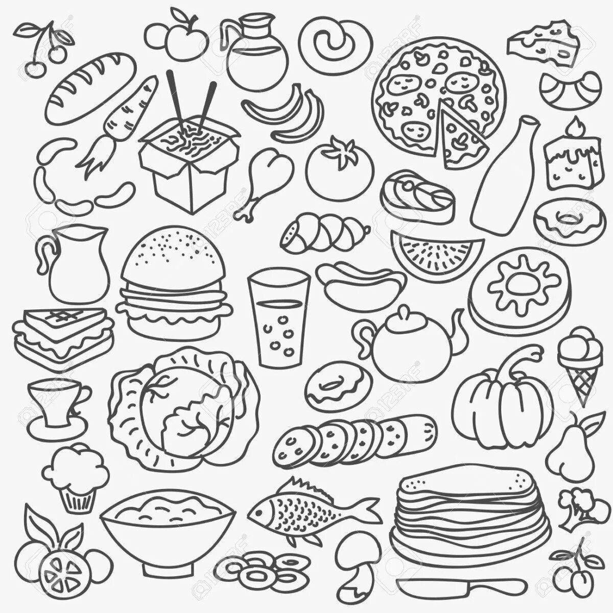 Inviting junk food coloring book