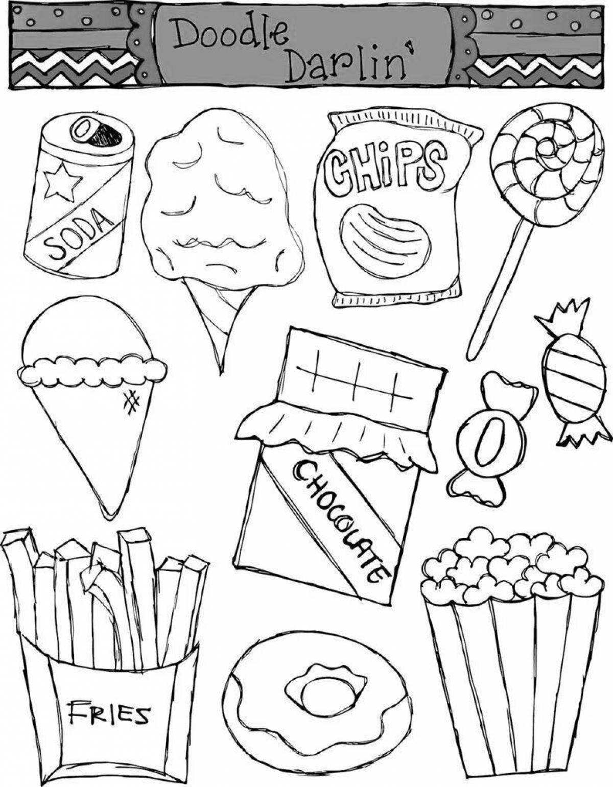 Tempting junk food coloring book