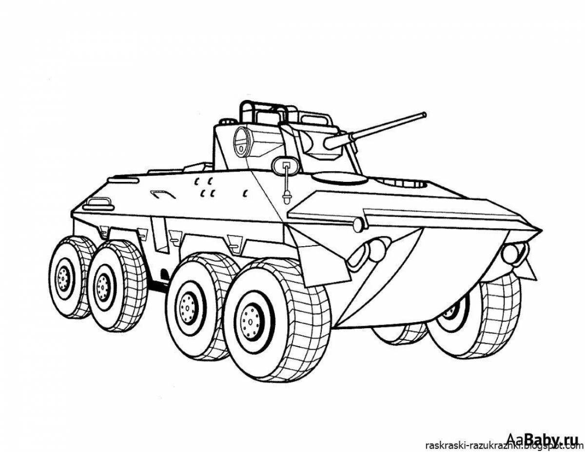 Glowing military equipment coloring page
