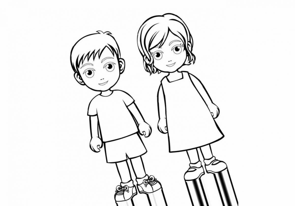 Amazing coloring pages drawing of a girl and a boy