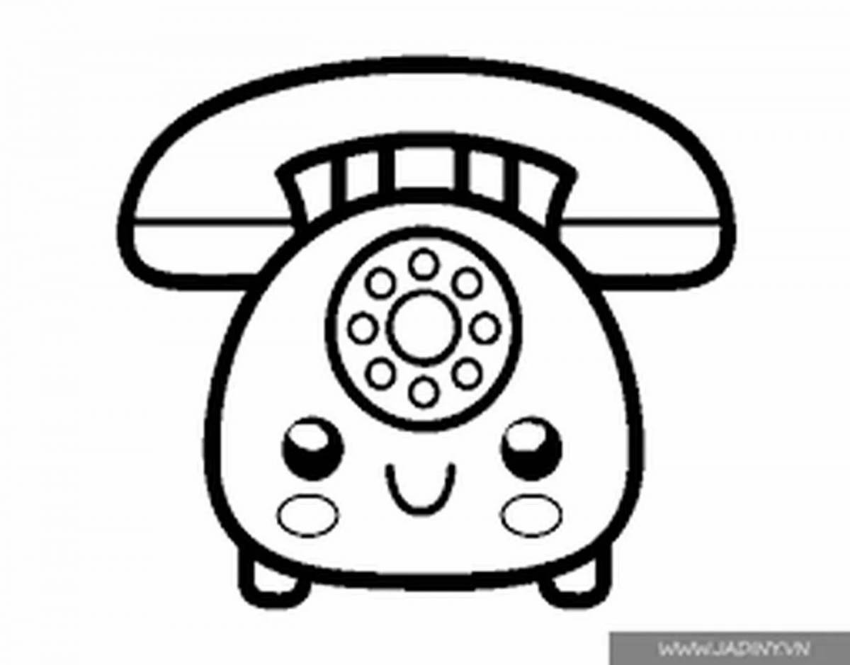 Adorable baby on phone coloring page