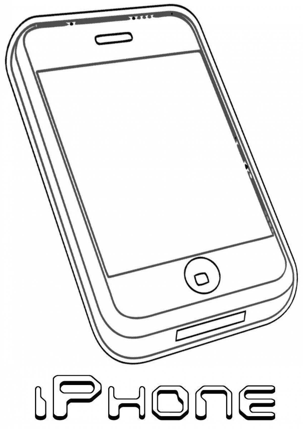 Smiling baby on phone coloring page