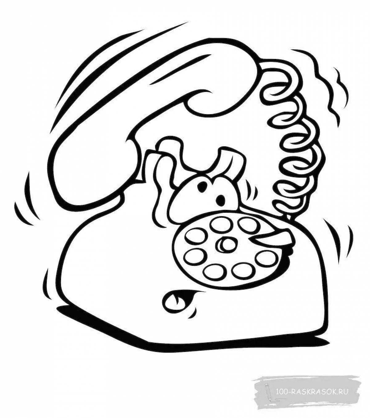 Funny baby on phone coloring page