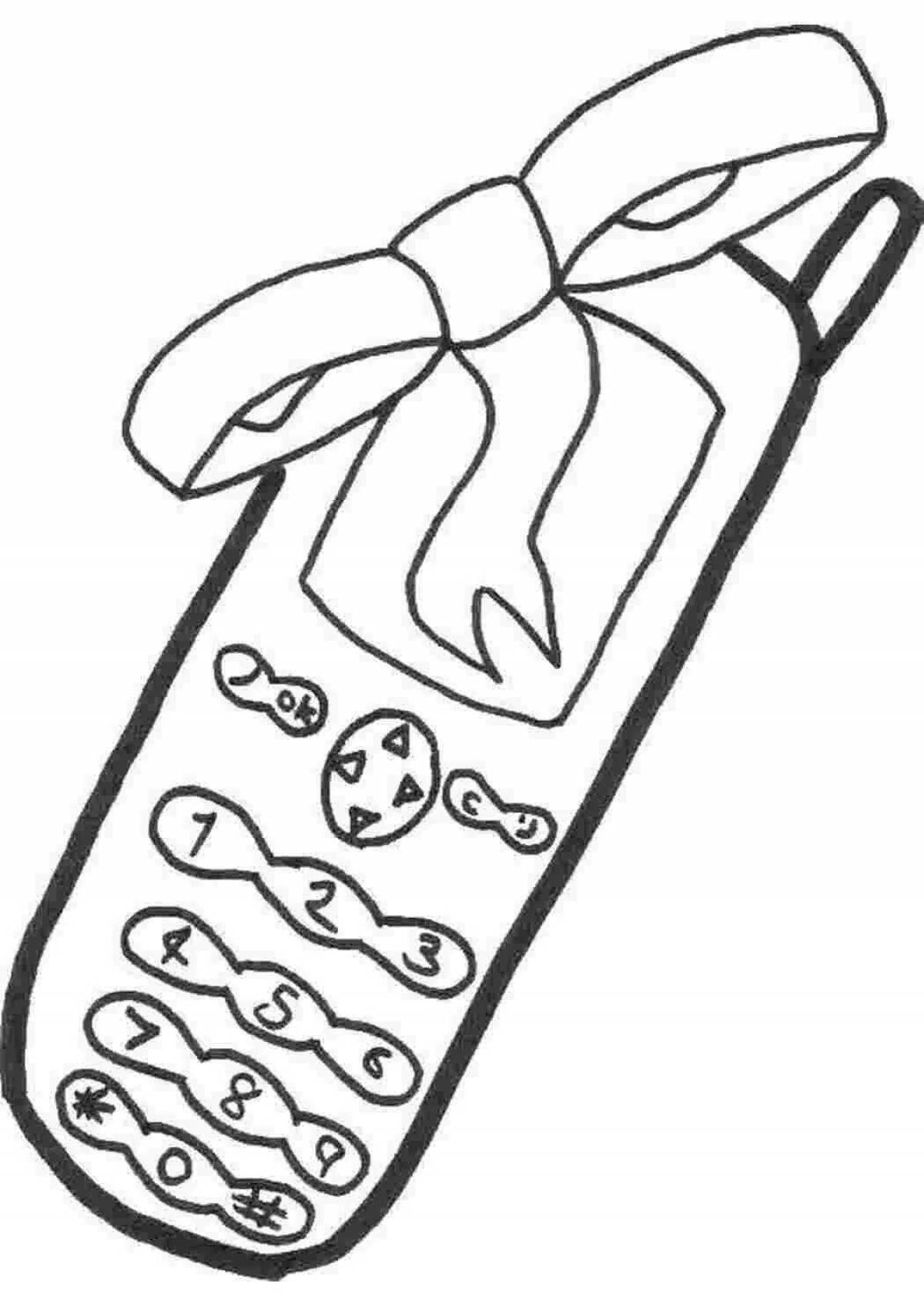 Coloring page for a kid on the phone