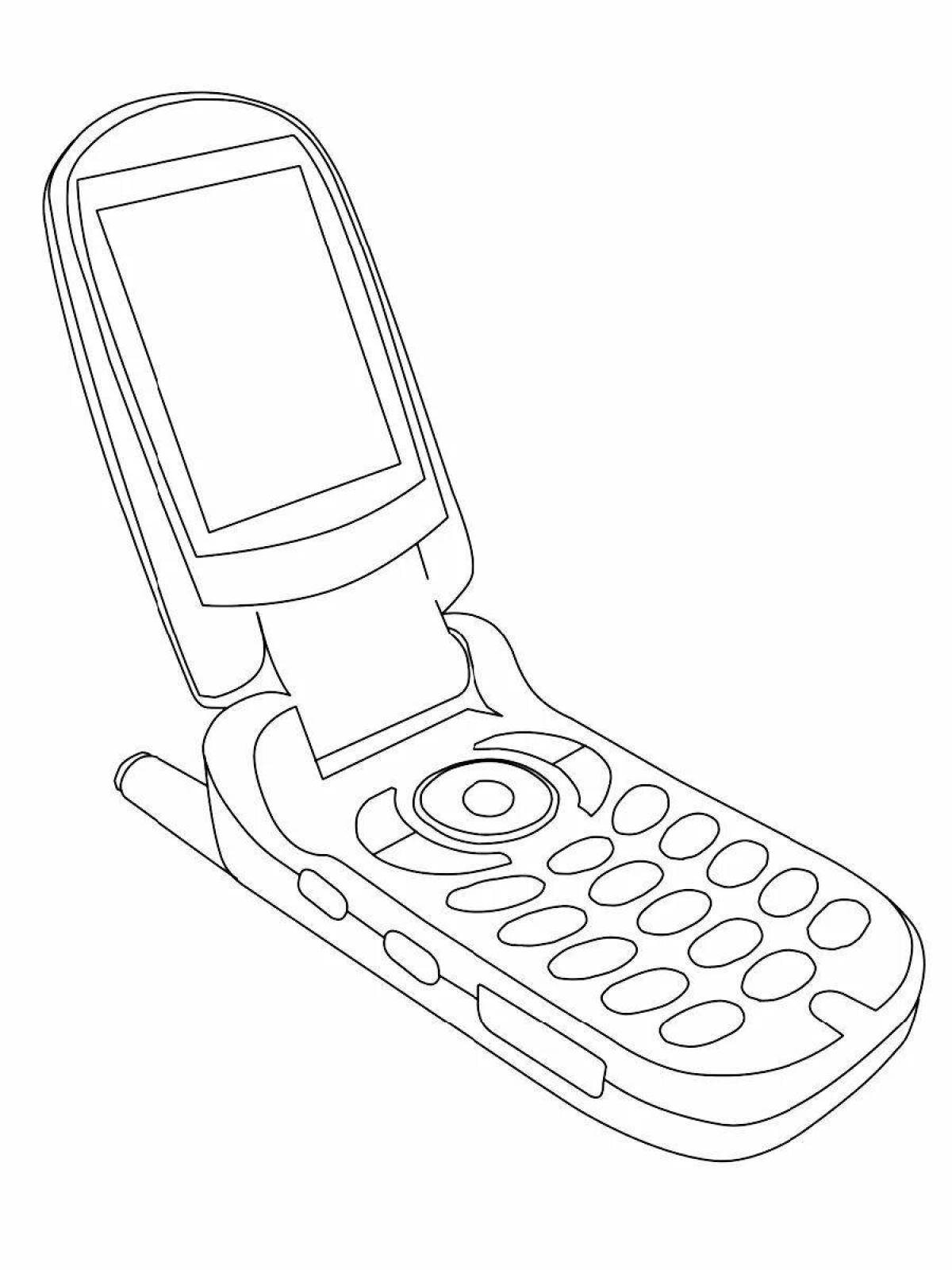 Interested child on phone coloring page