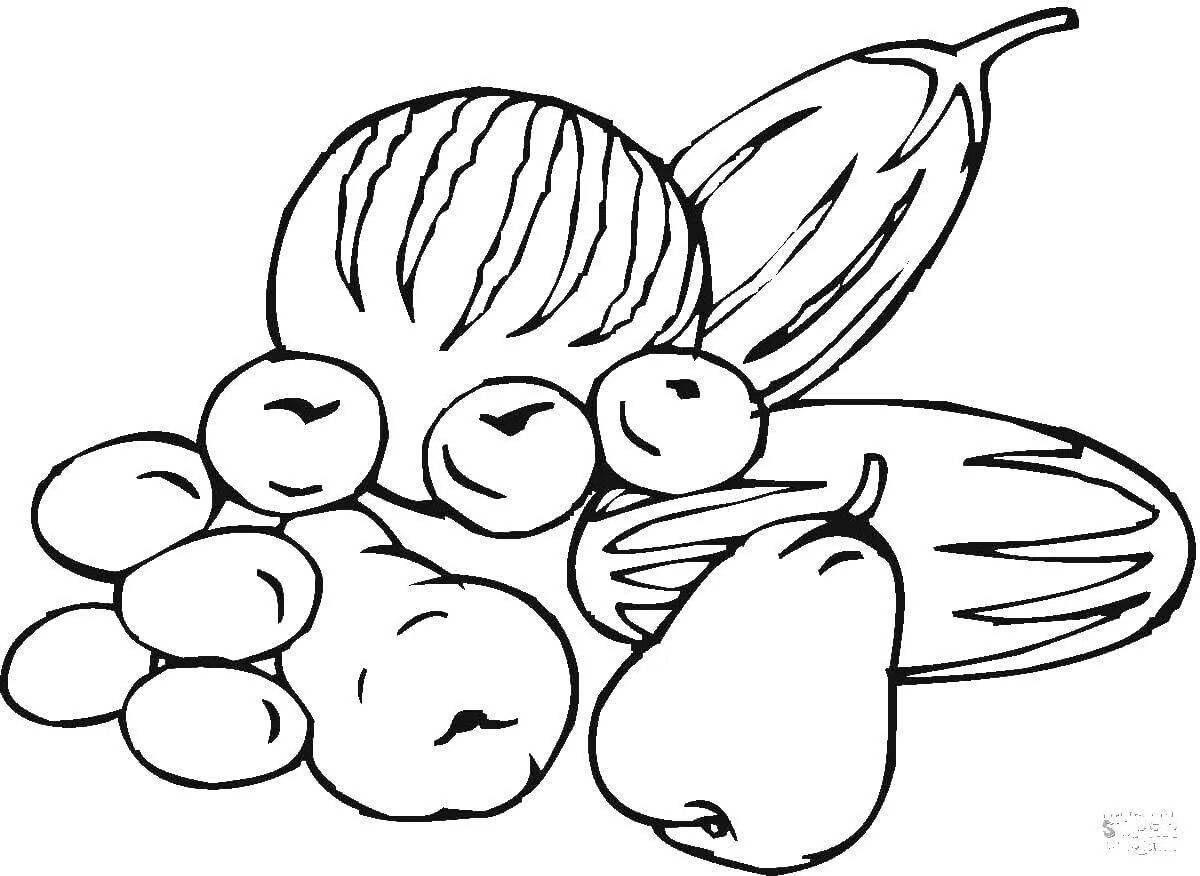 Attractive fruit and vegetable coloring book