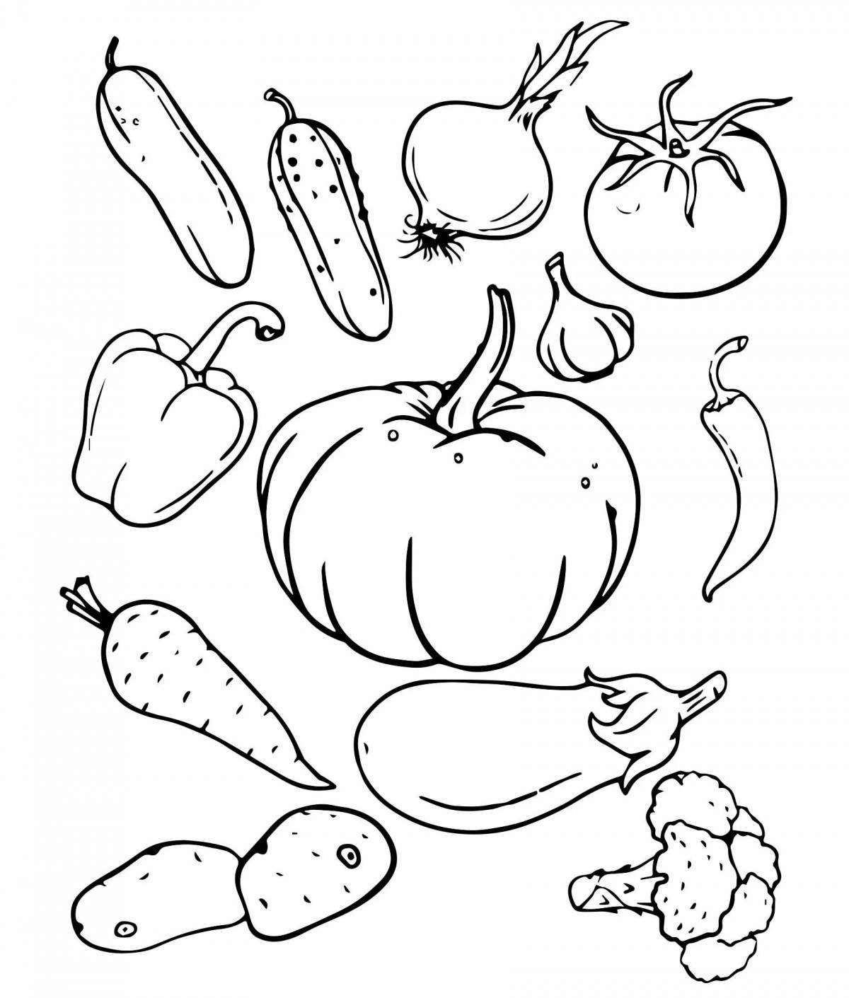 Cute fruits and vegetables coloring book