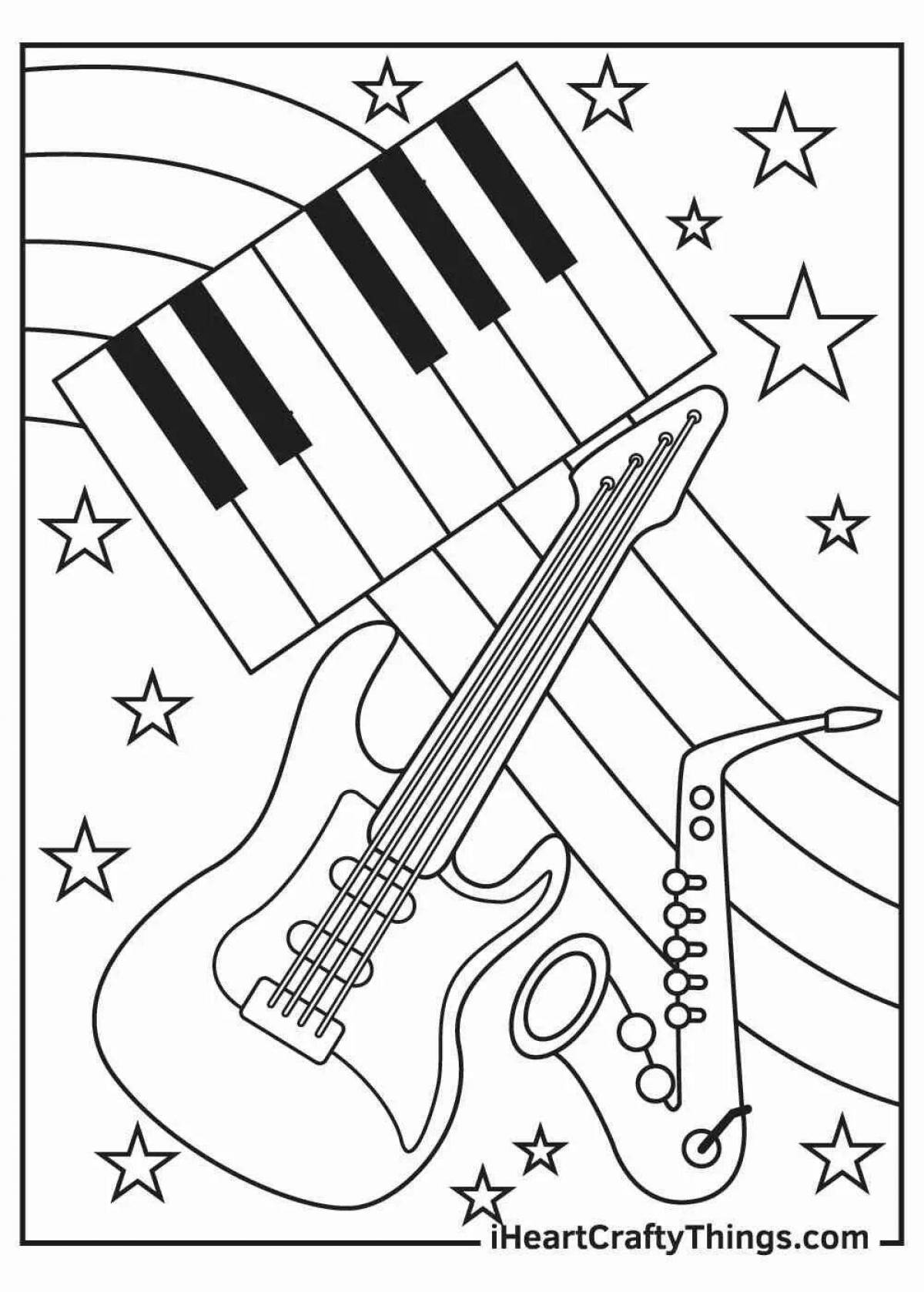 Merry coloring musical instruments for preschoolers