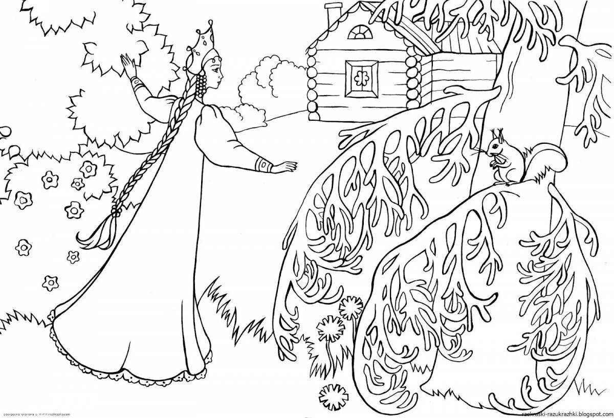 Charming coloring book based on Pushkin's fairy tales