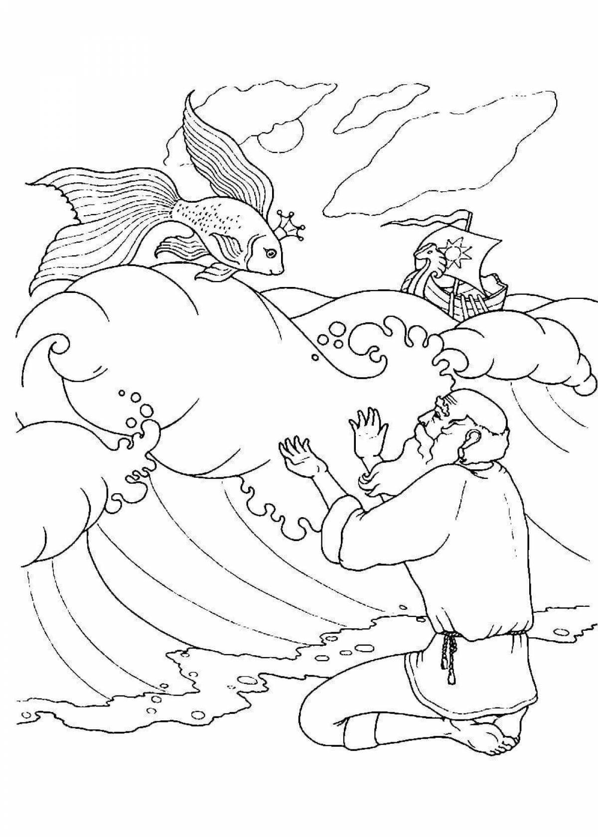 Fun coloring book based on Pushkin's fairy tales