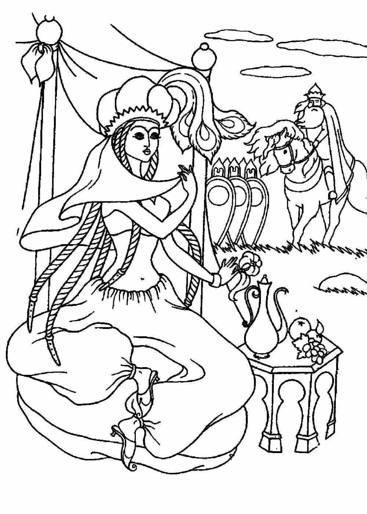 Joyful coloring book based on Pushkin's fairy tales