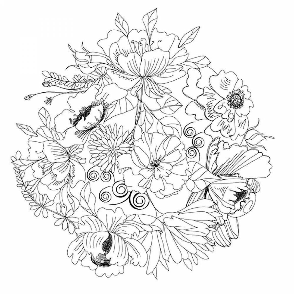 Grand coloring page beautiful and complex flowers