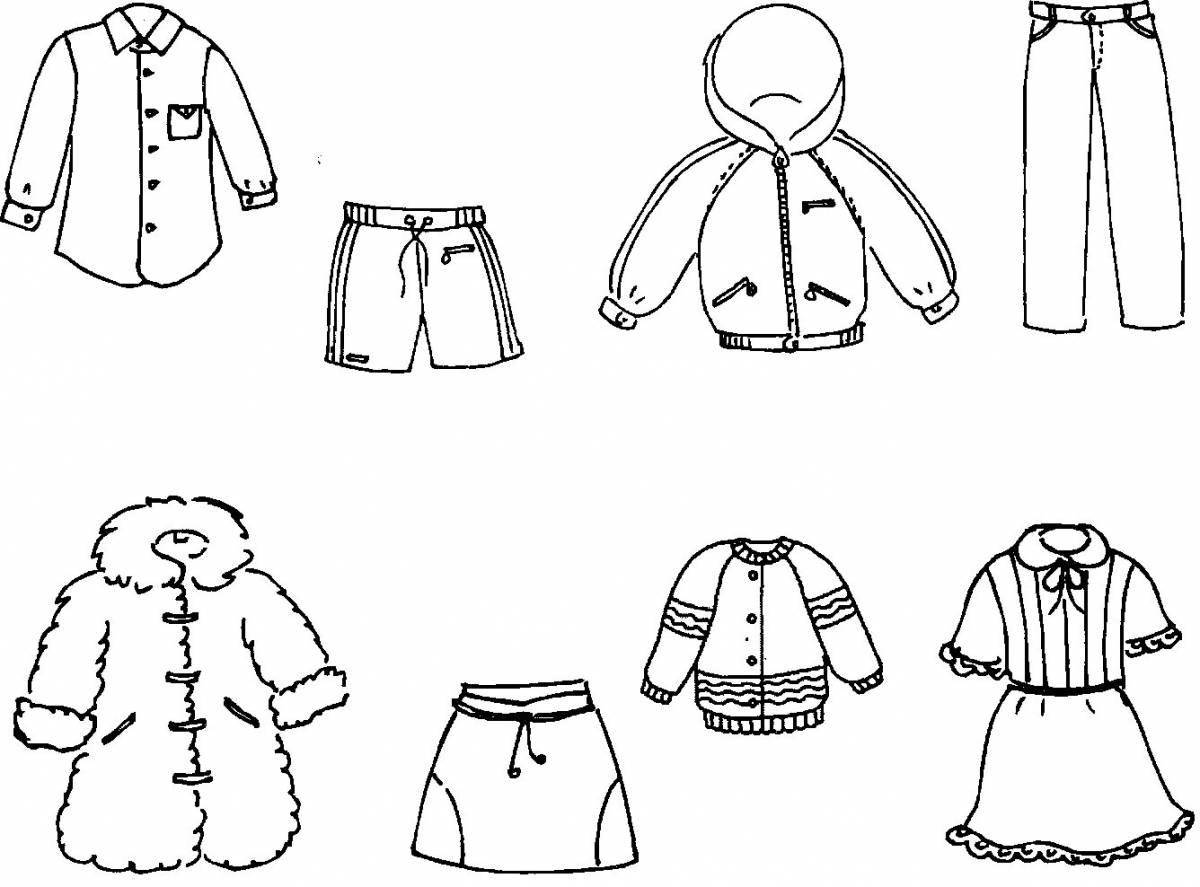 Playful winter clothes coloring page