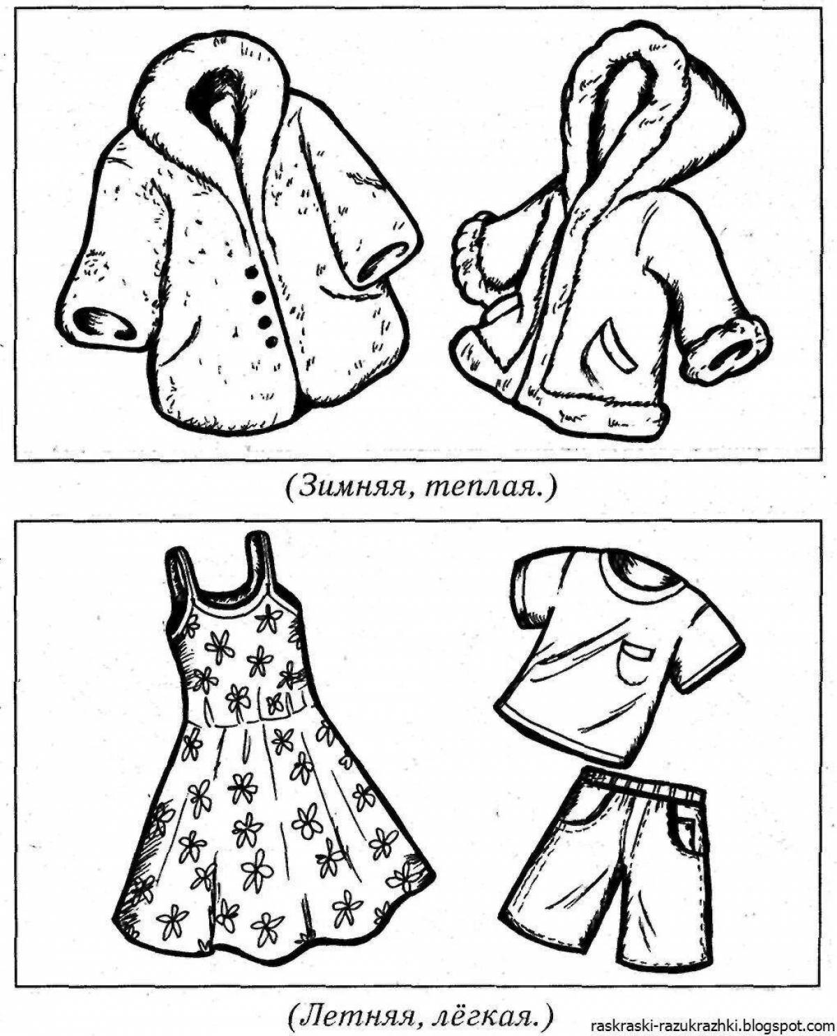 Colourful summer clothes coloring page