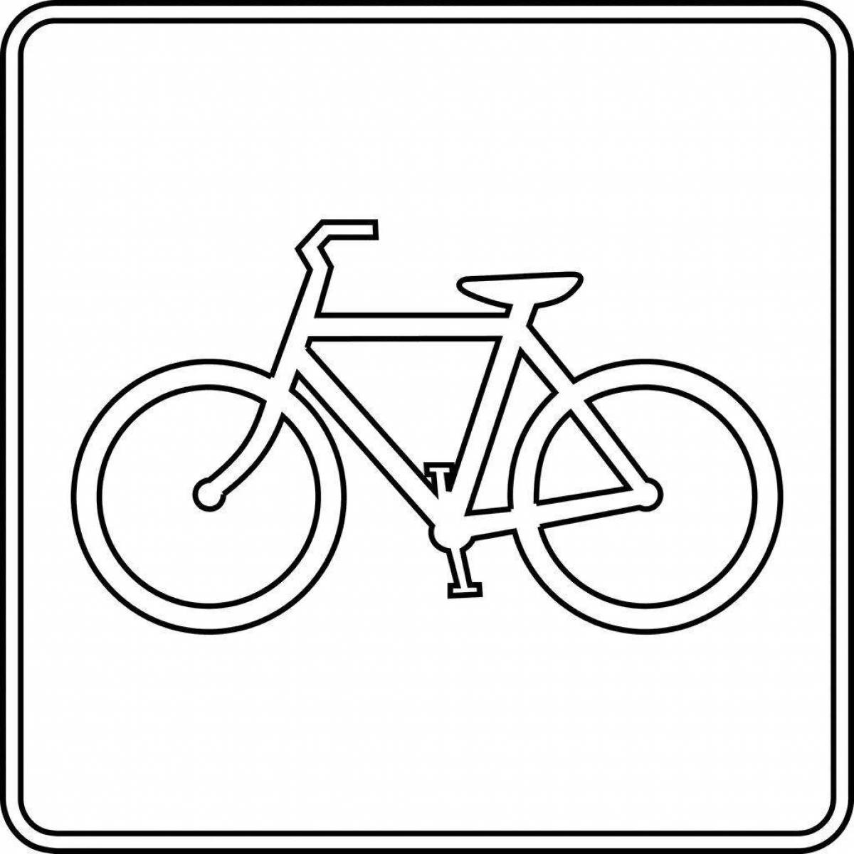 Coloring page road sign bold bike path