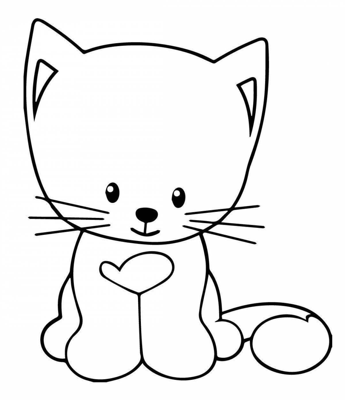 Fun drawing of a kitten for kids