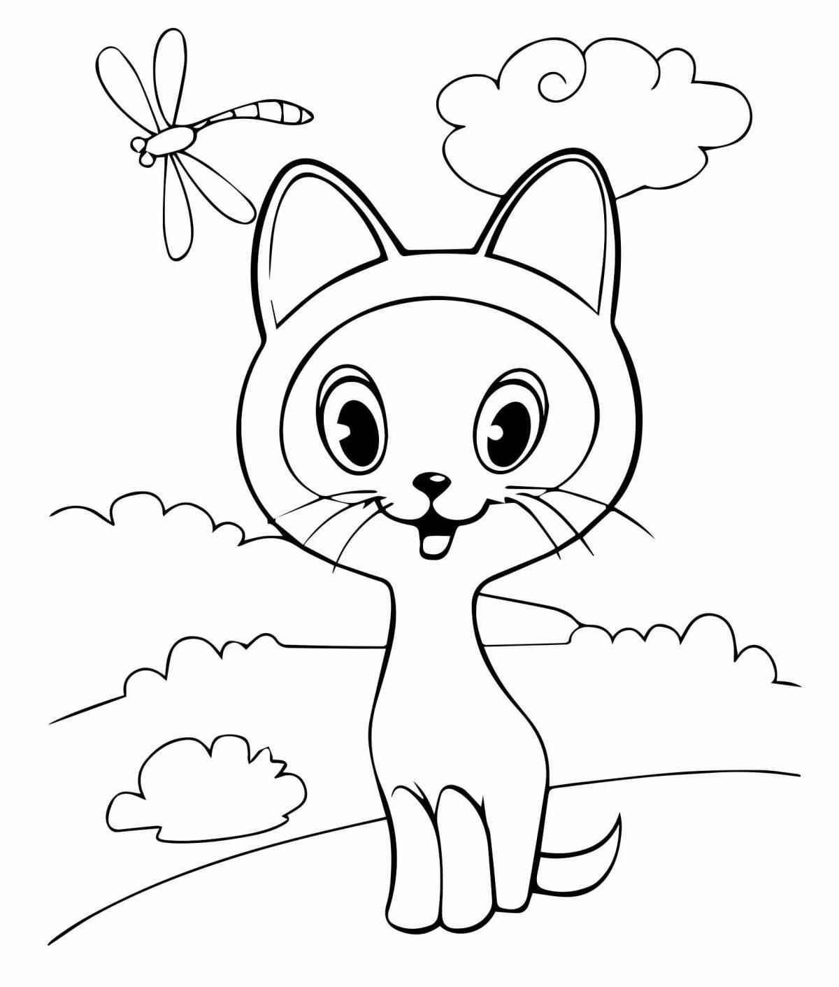 Adorable kitten drawing for kids