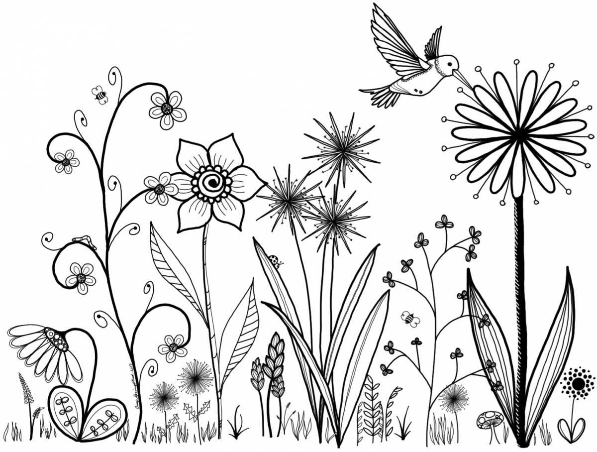 Photo Coloring wild flowers for children