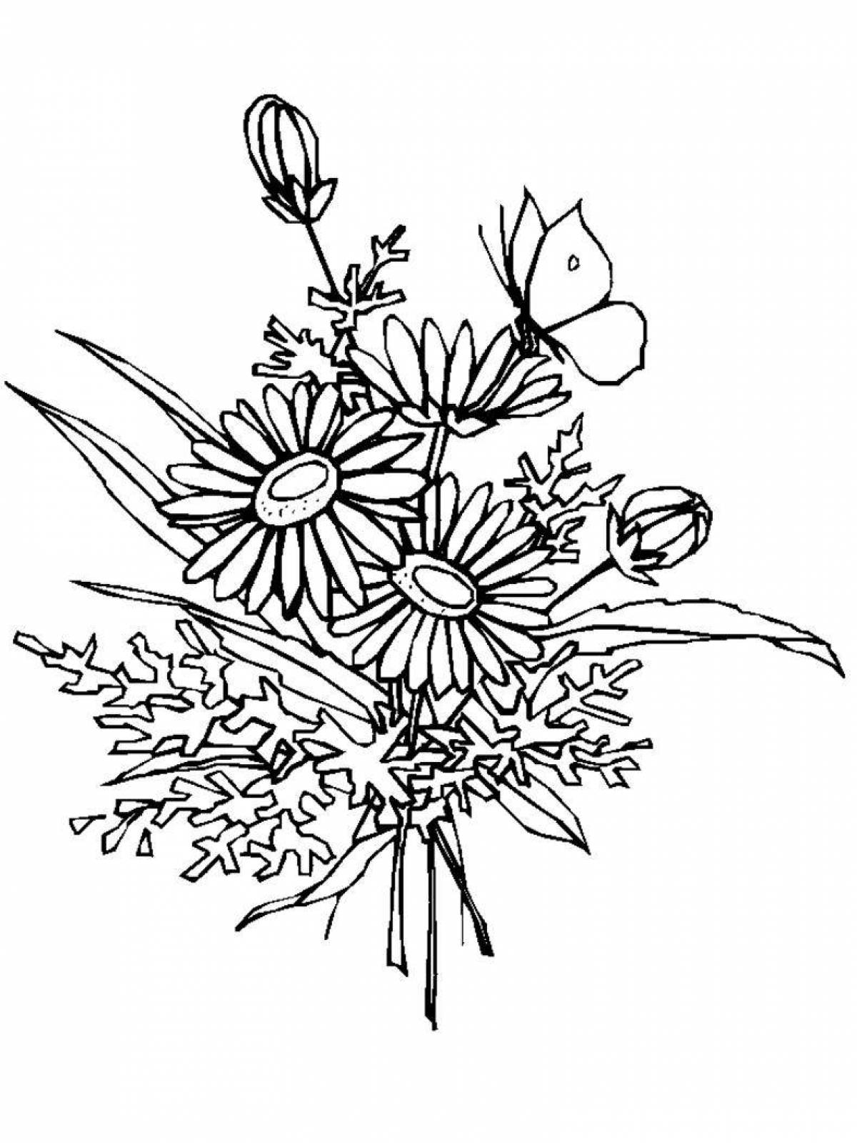 Cute wild flowers coloring pages for kids