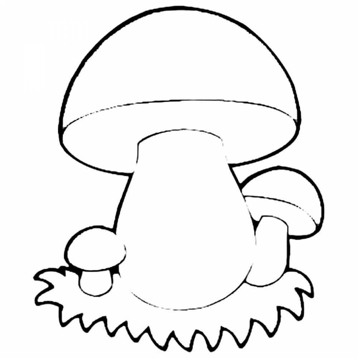 Playful white mushroom coloring page for kids