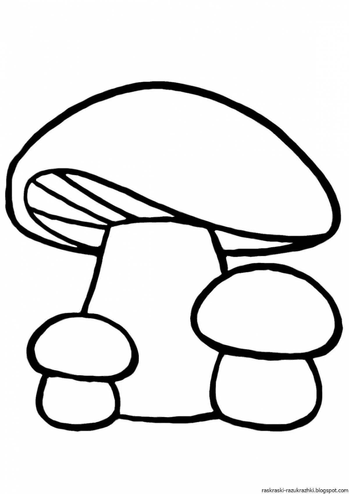 Cute porcini mushroom coloring for kids
