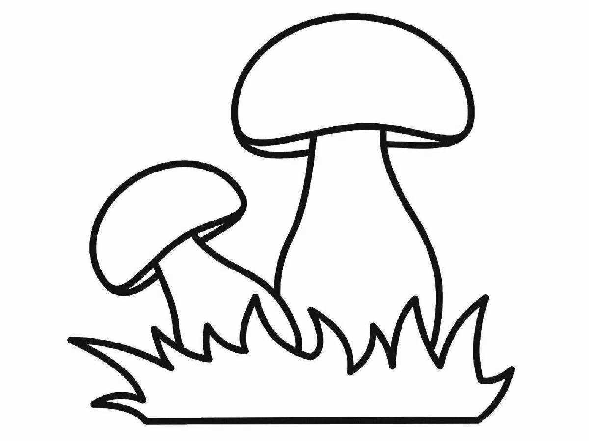 Coloring sweet white mushrooms for children