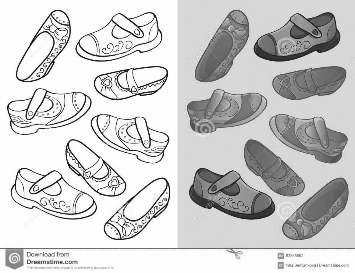 Fun coloring for children types of shoes