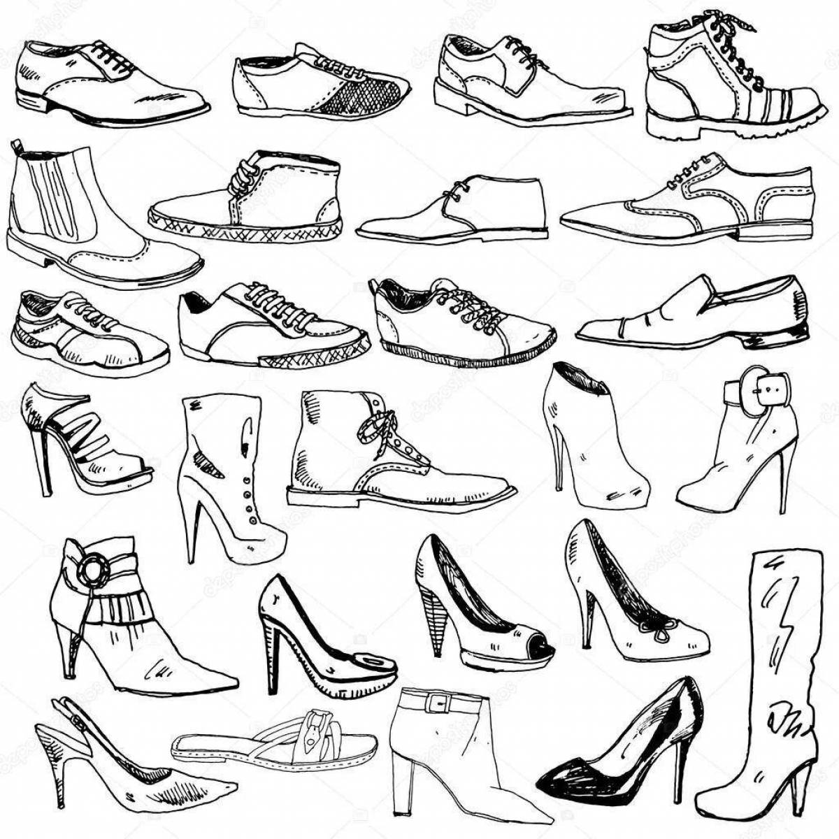 Joyful coloring for children types of shoes