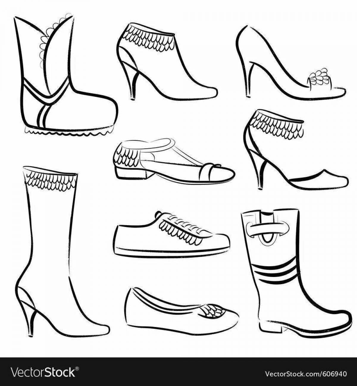 Creative coloring for children types of shoes