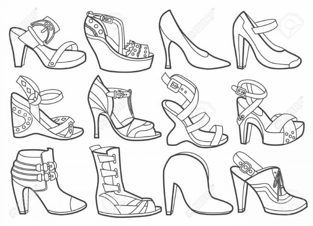 Colouring coloring for children types of shoes