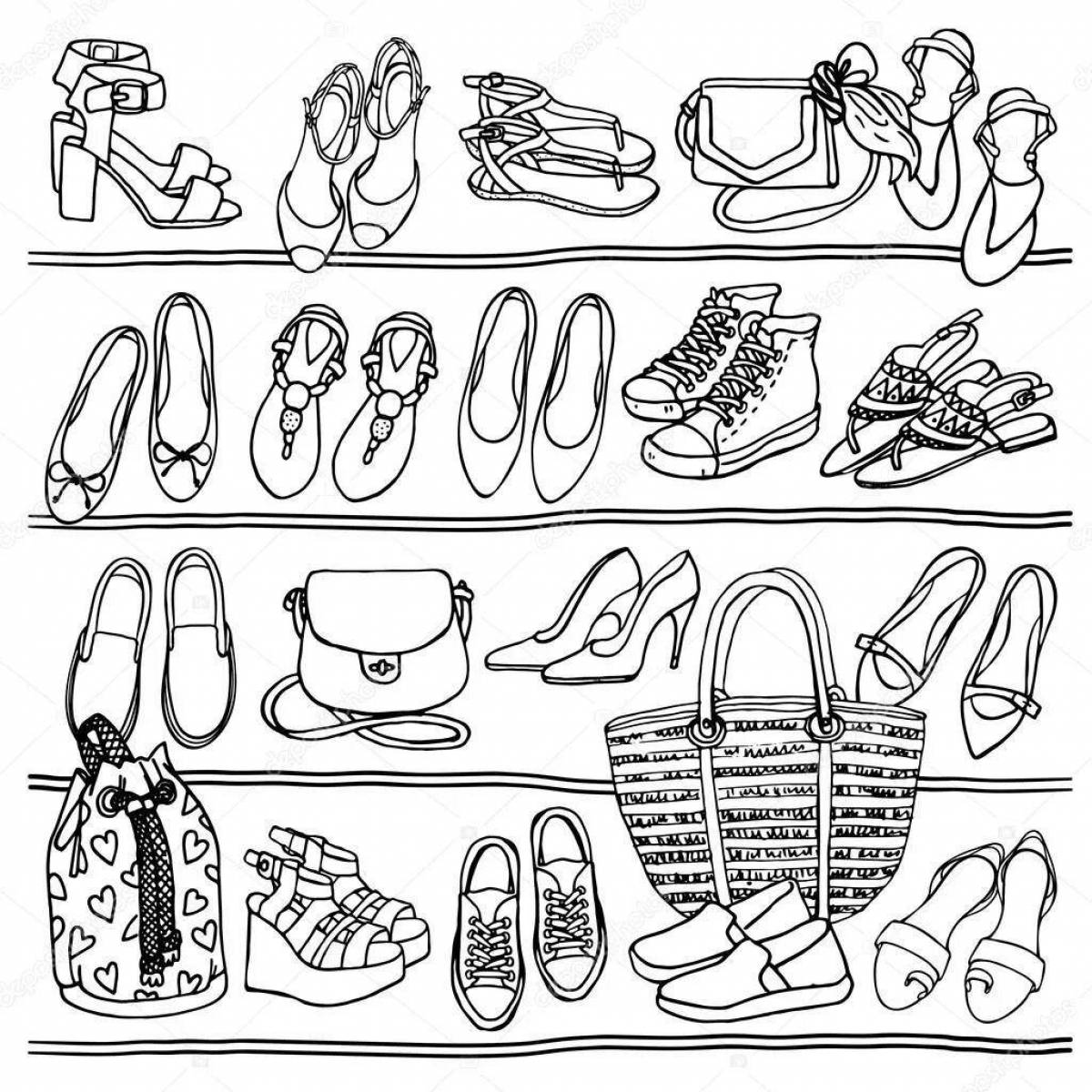 Color-crazy coloring pages for kids types of shoes