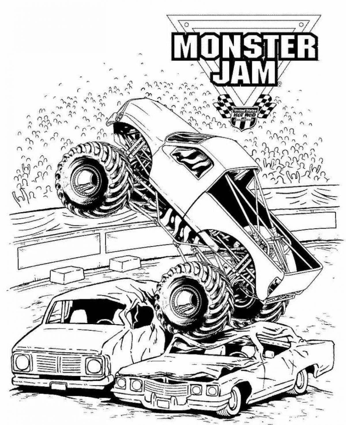 Exquisitely hot wheels monster truck coloring book
