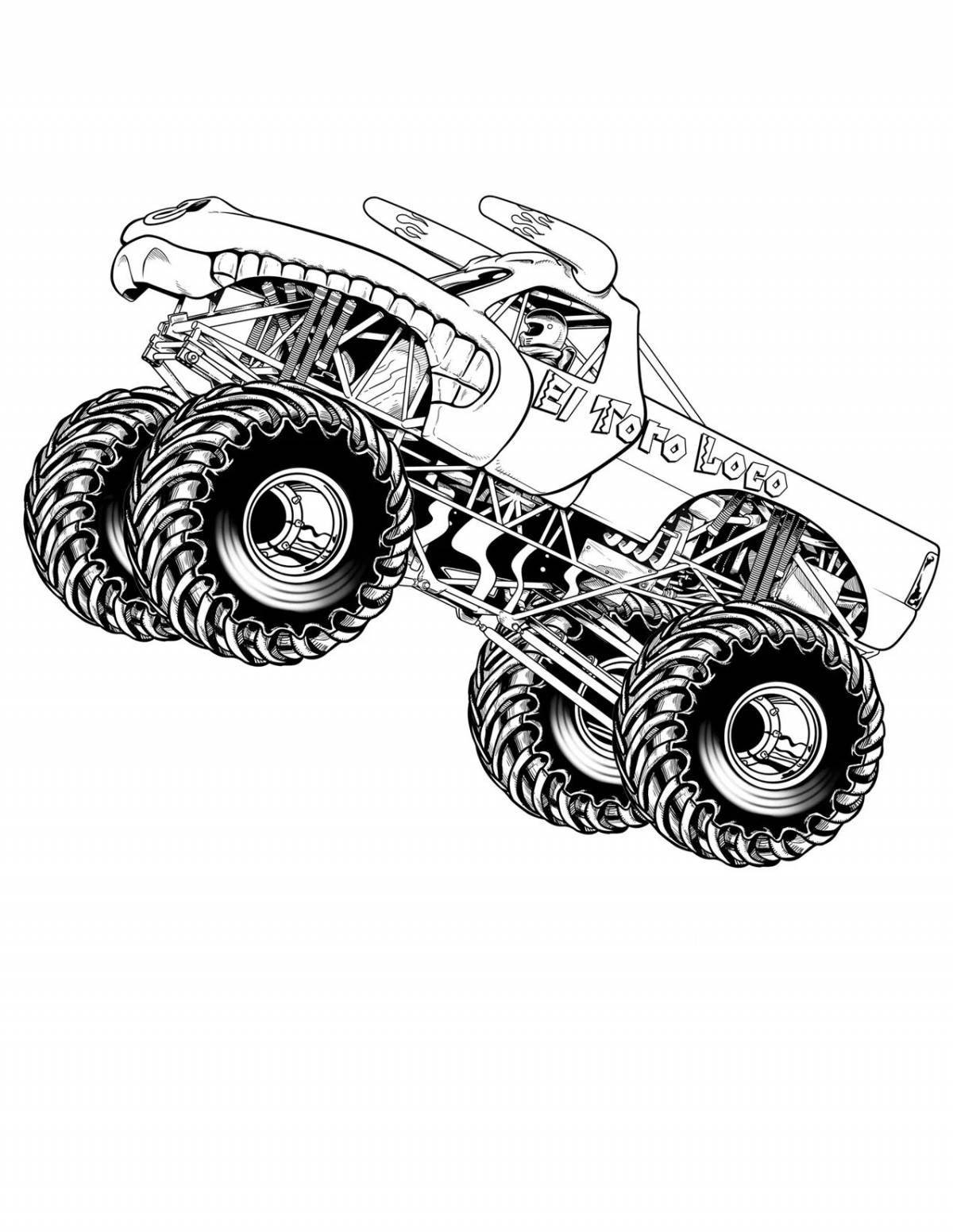 Charming hot wheels monster truck coloring book