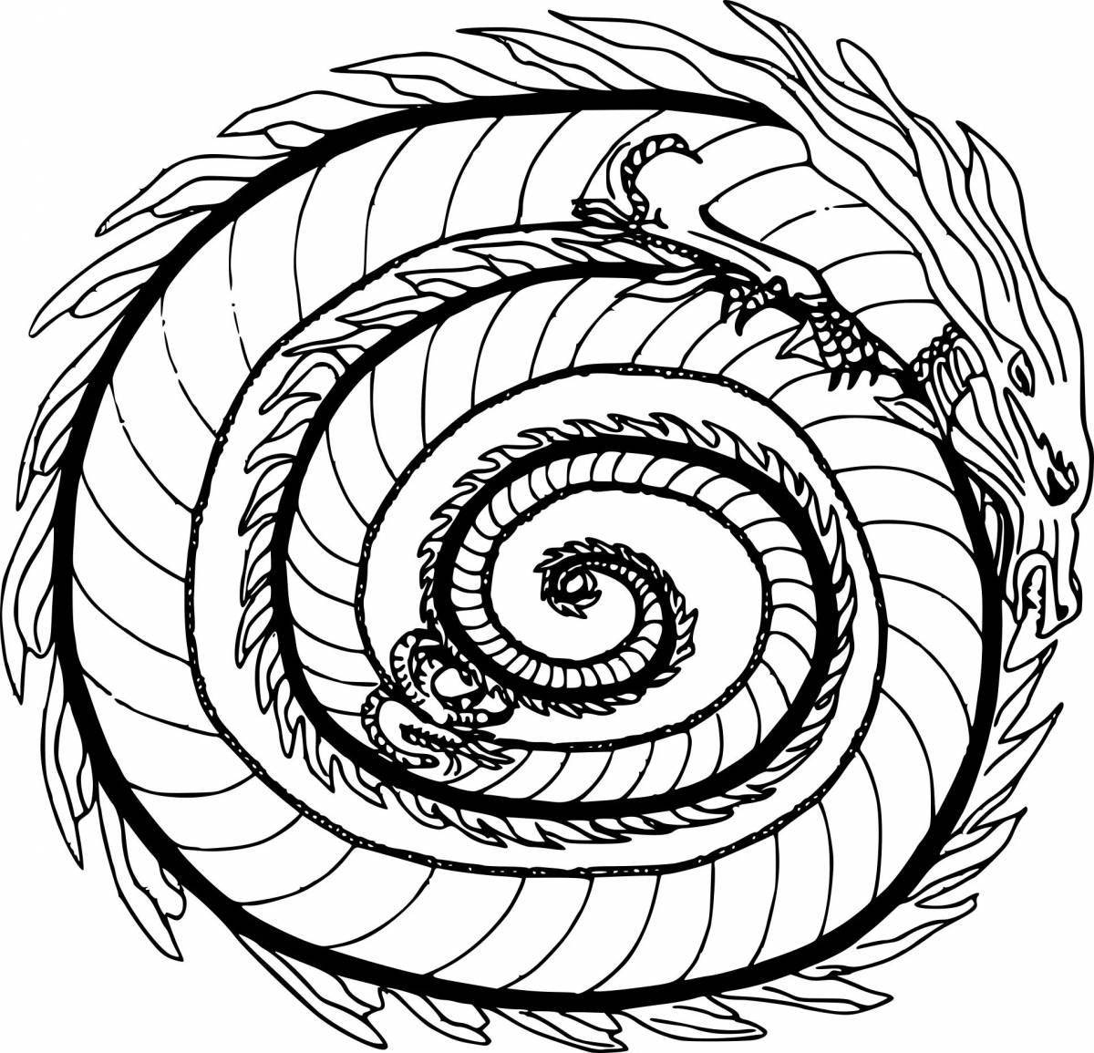 Красочная круглая спиральная раскраска гарри поттера
