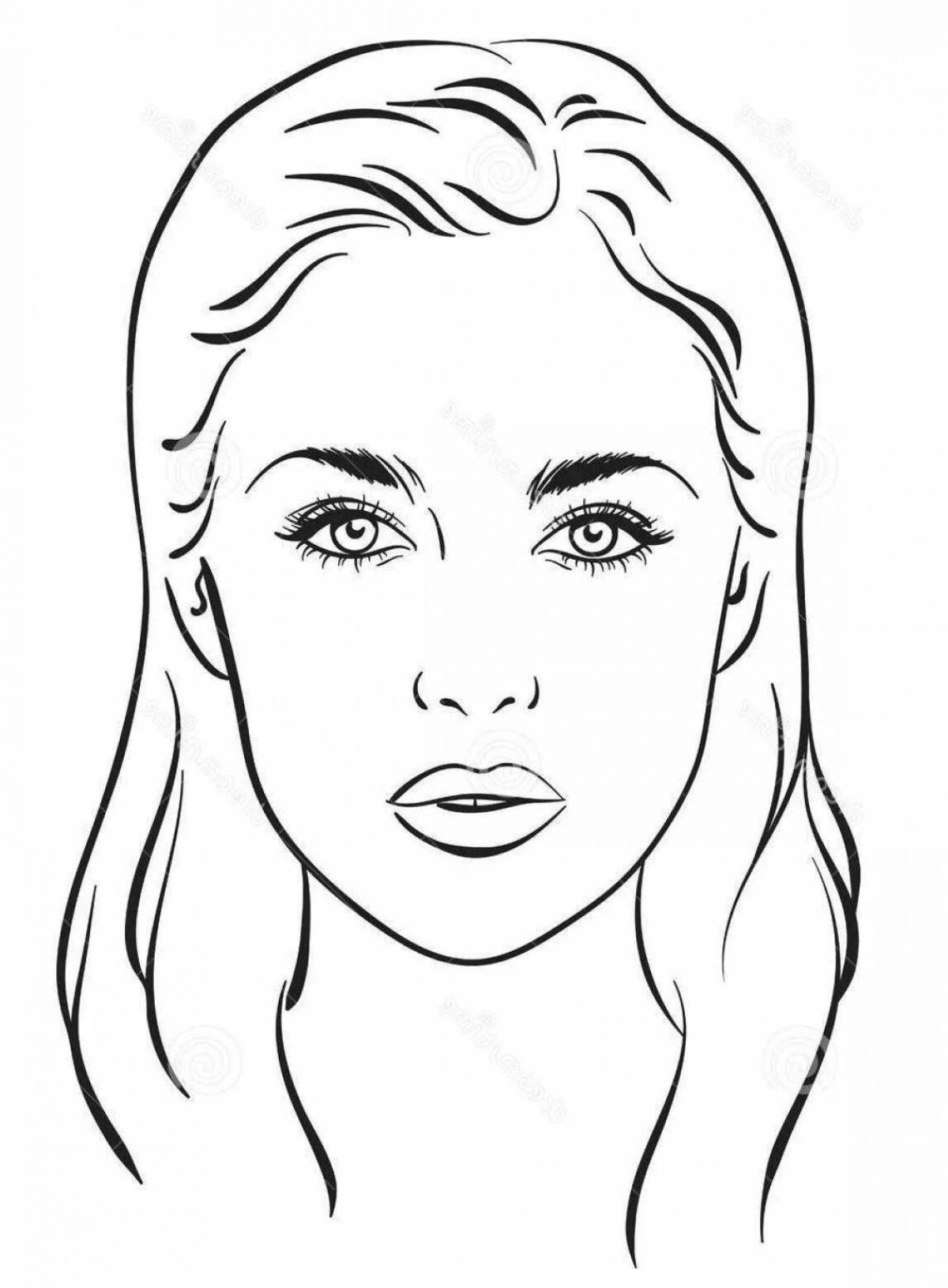Colorful make-up woman face coloring page