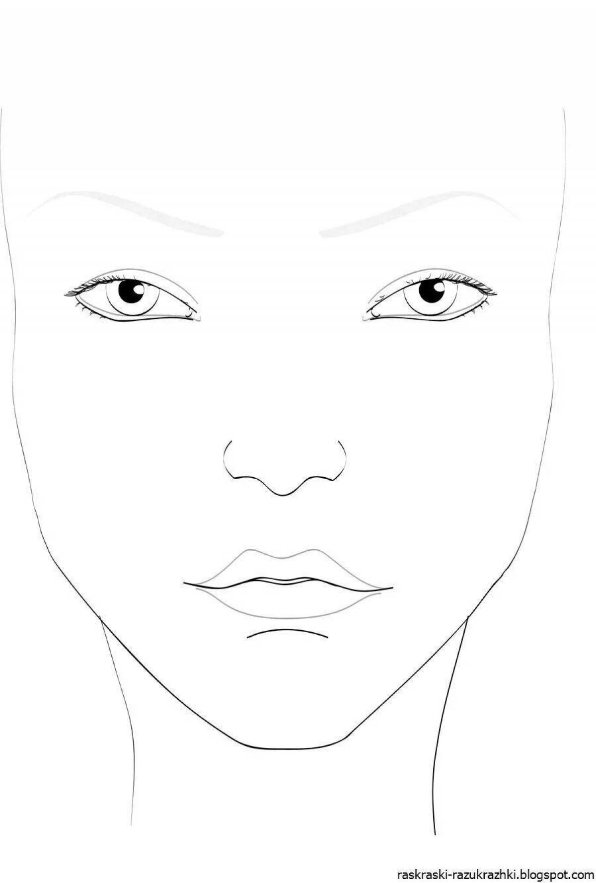 Bold woman face makeup coloring page