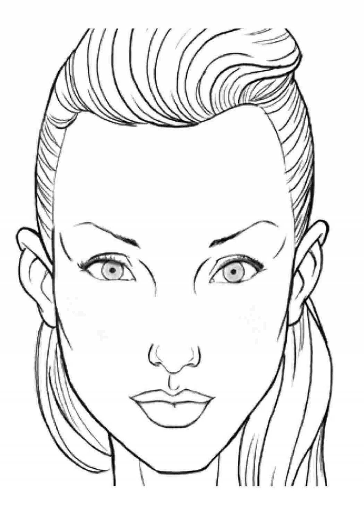 Charming woman face makeup coloring page