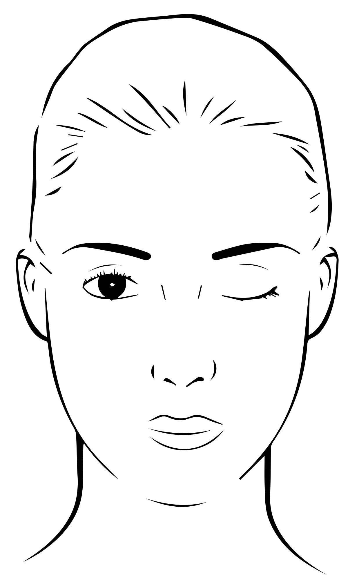 Fascinating woman face coloring page with makeup